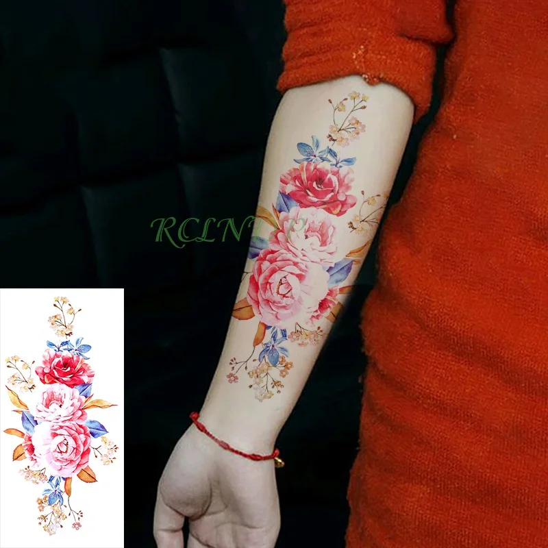 

Waterproof Temporary Tattoo Sticker flower rose peony tatto stickers flash tatoo fake tattoos tatouage for girl women femme