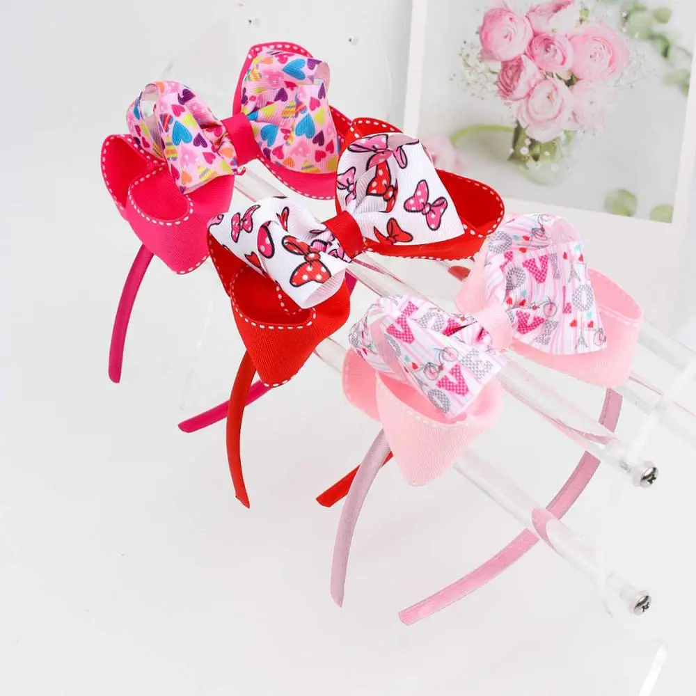 Повязка на голову с двойным бантом для девочек яркая Рождественская лента в