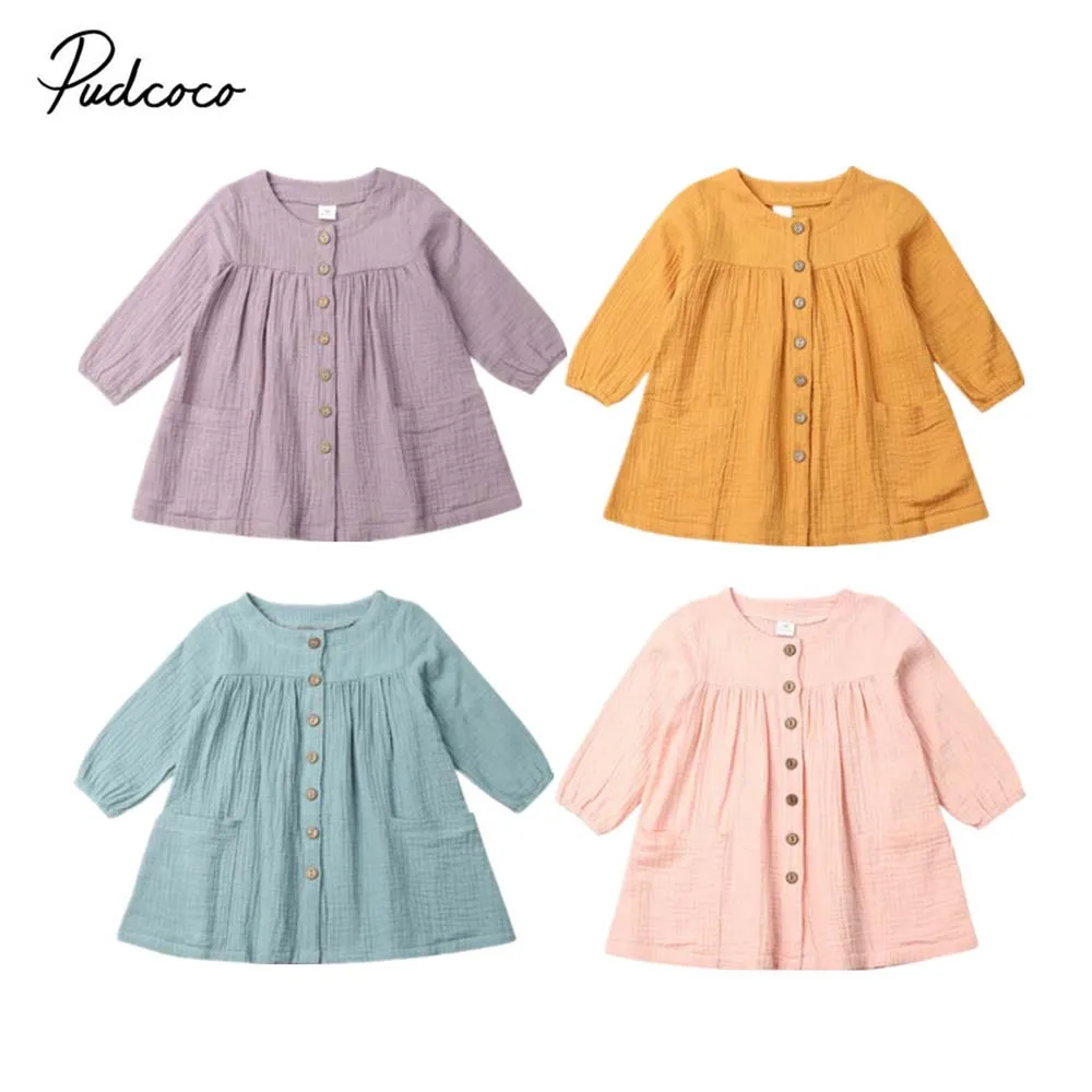 Коллекция 2019 года Брендовое хлопковое льняное платье принцессы для маленьких