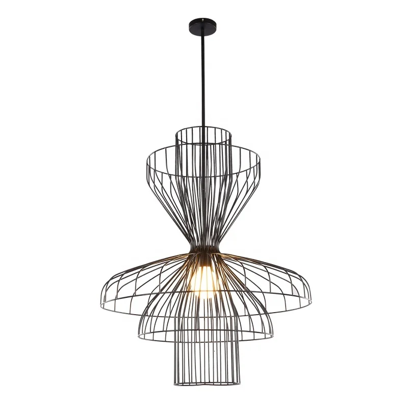 Винтажная промышленная Подвесная лампа с металлическими стержнями люстра в