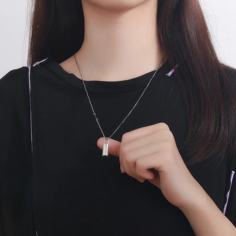 Женское ожерелье из серебра 925 пробы с цилиндрической подвеской|Ожерелья| |