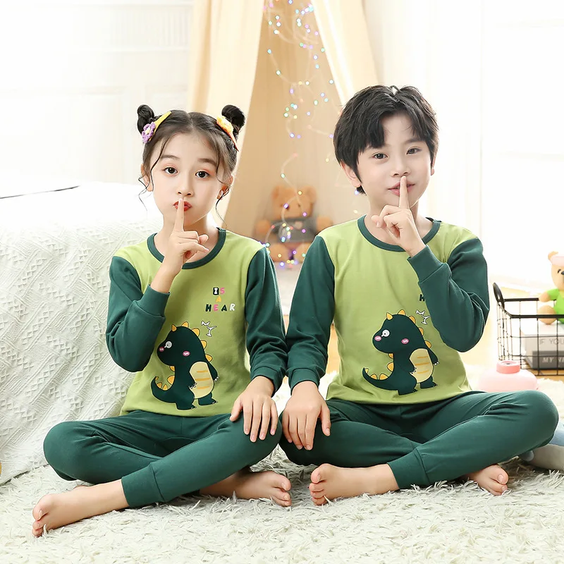 Boys Girls Pajamas Autumn Winter Long sleeves Children's Clothing Set Sleepwear Cotton Pyjamas Sets For Kids 2 4 6 8 10 12 Years