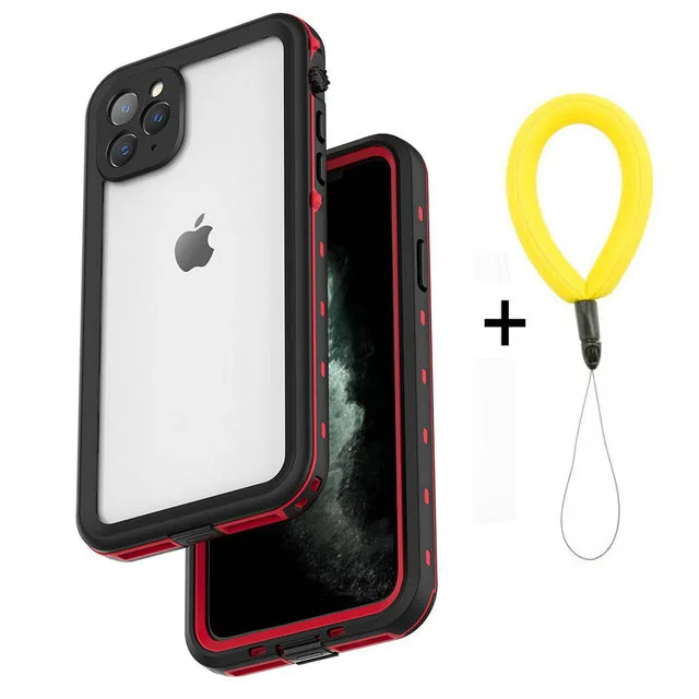 IP68 Водонепроницаемый чехол для iPhone 11 Pro Max на iPhone 11Pro водонепроницаемый чехол для дайвинга 360 Защита iPhone11 - Цвет: Red with Strap