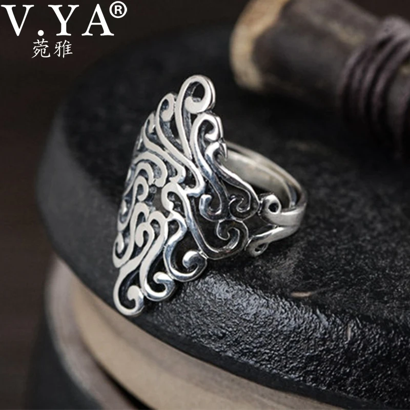 

Винтажное классическое Открытое кольцо V.YA из серебра 925 пробы, серебряные Открытые Кольца, регулируемое обручальное кольцо для пары, ювелир...