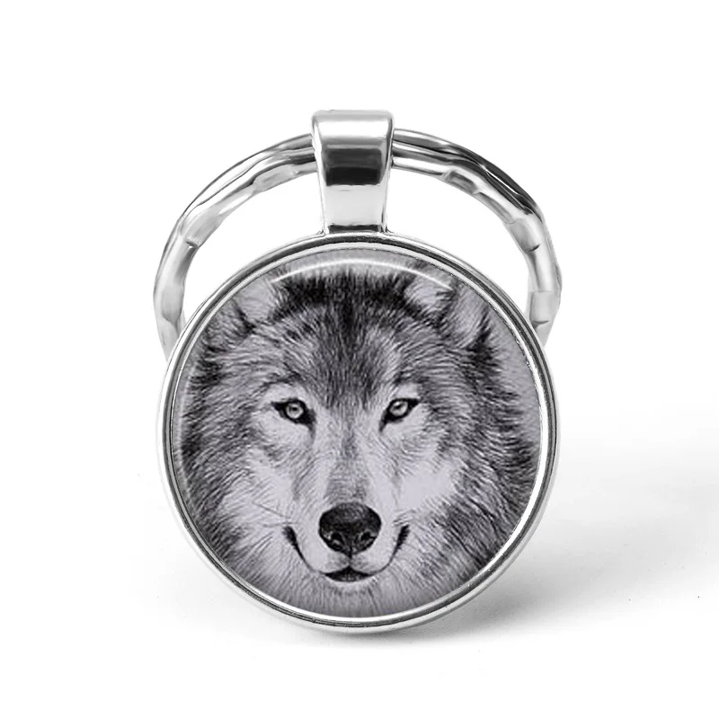 

Creative Wolf Totem Glass Ball Key Chains Lovely Men's And Women's Knapsack Accessory Keyring Fashion Men's Gift Car Keychain