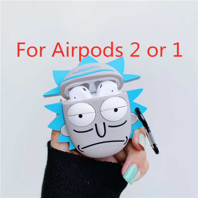 1 for Airpod1or2 Беспроводные bluetooth-наушники с изображением Рика и Морти, милый 3D чехол для Apple AirPods, силиконовый чехол для зарядки - Цвет: 1 for Airpod1or2