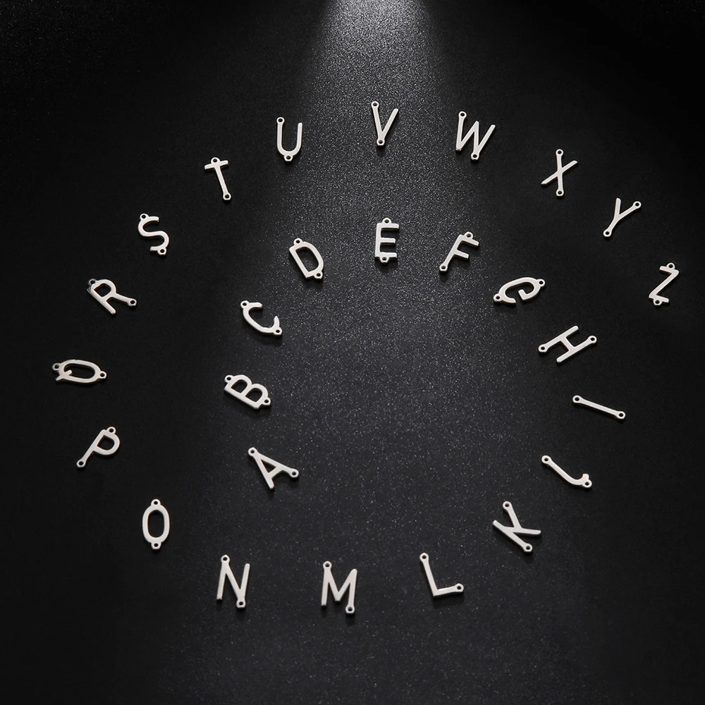 

EUEAVAN 20 шт. 26 букв, искусственные маленькие подвески из нержавеющей стали, Аксессуары для ожерелья, браслета, сделай сам, изготовление ювелирн...