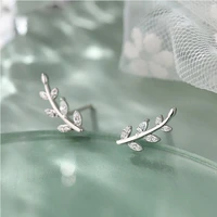 fashion simple silver color leaf stud earrings for women minimalism daily jewelry christmas gifts