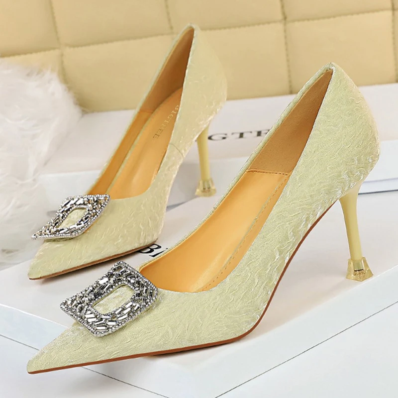 2022 элегантные женские блестящие зеленые туфли-лодочки на высоком каблуке 8 см со