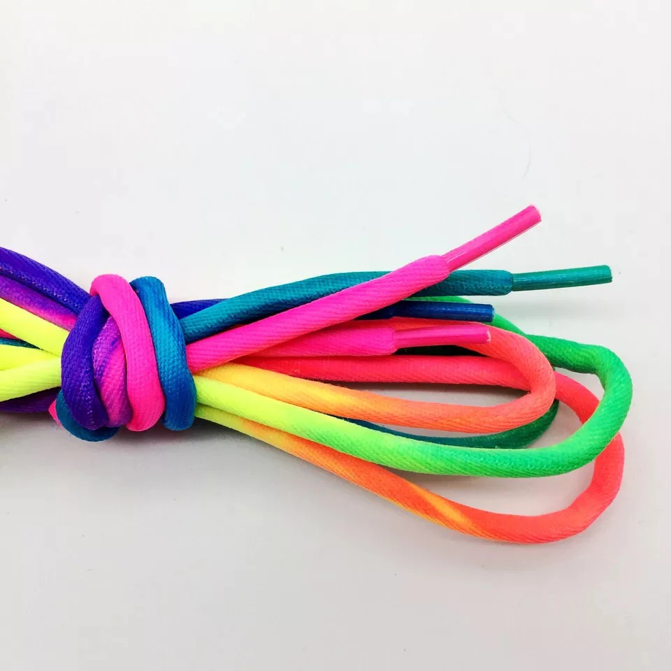 

1 Pair Round Rainbow Shoelaces Canvas Athletic Shoelace Sport Sneakers Shoe Laces Strings 100CM/120CM