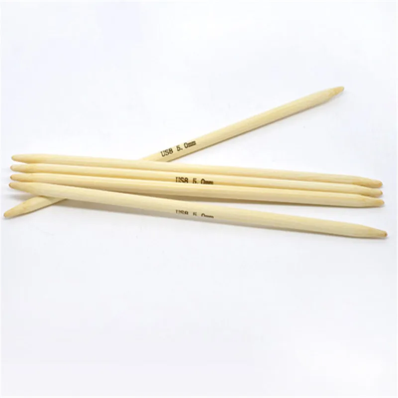 

20cm Long Bamboo DP Knitting Needle For Yarn Sweater Hand Sewing Crochet Hook Set Home Supplies( US Size 8/5.0mm ),5PCs/Set