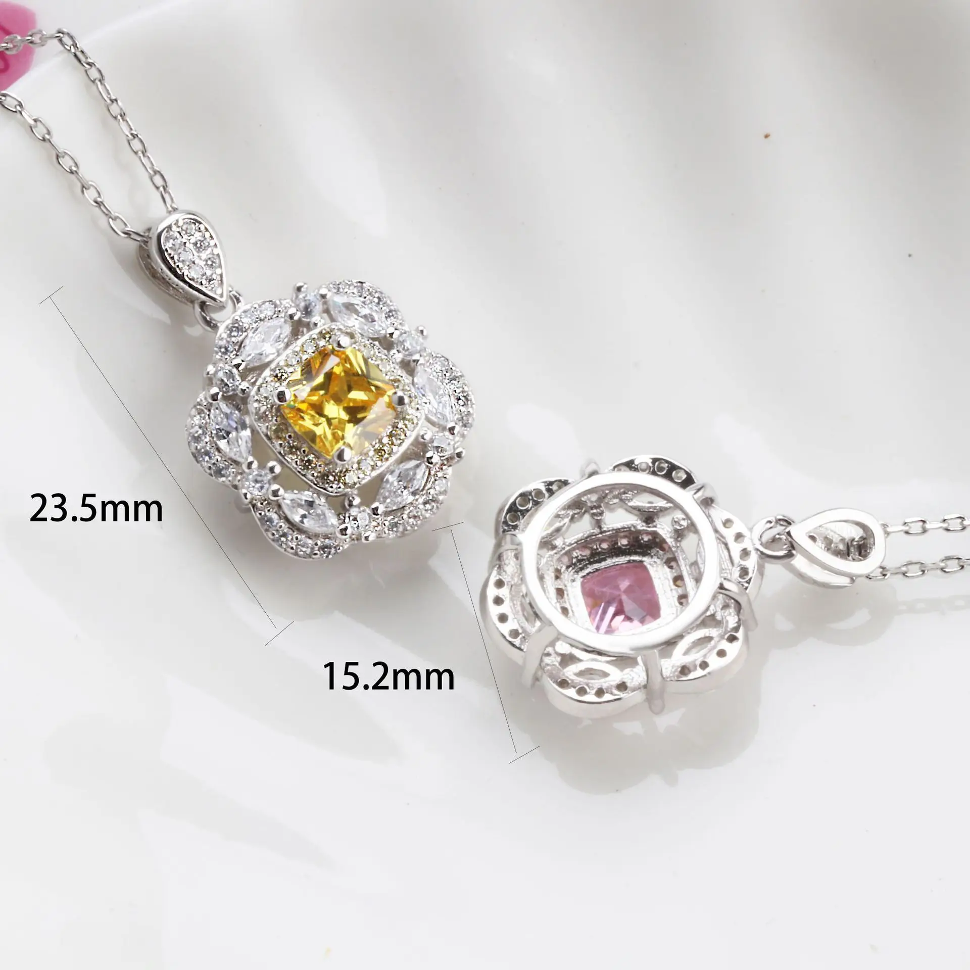 

Silver Color 925 Jewelry Necklace Diamond Pendants for Women Colgante Plata De Ley 925 Mujer Bizuteria Gemstone Jewelry Pendant
