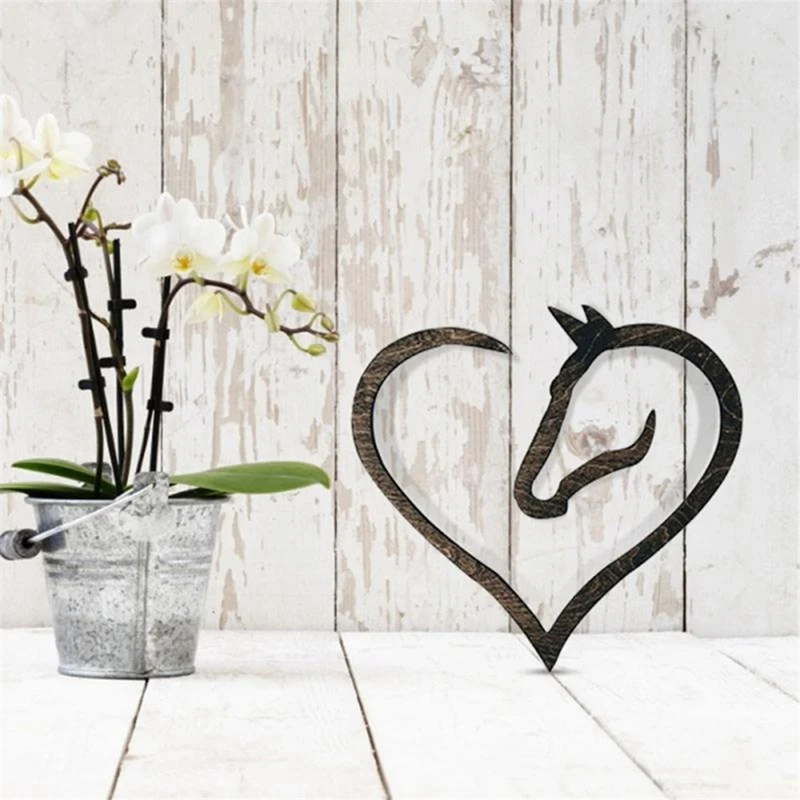 Подвесная деревянная Настенная картина в виде лошади сердца домашний декор