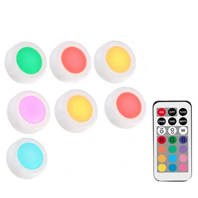 1Remote 7Lamps Светильник для шкафа с регулируемой яркостью RGBW bettery с питанием от пульта дистанционного управления, ночник для спальни, гостиной, кухни, светильник, украшение - Цвет: 1Remote 7Lamps