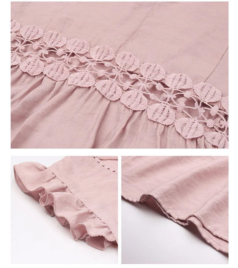 

2021 summer new women's dress pure color hollow-out patchwork skirt