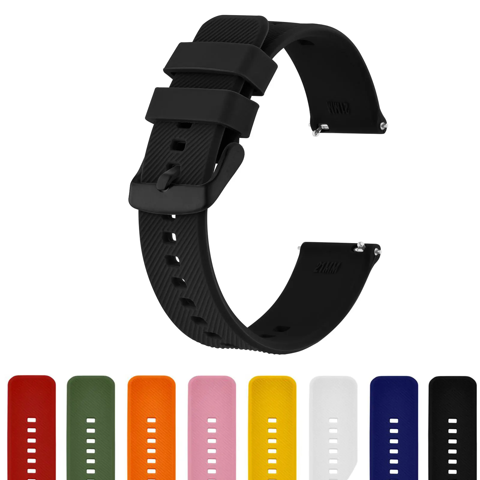 

BISONSTRAP 18mm 19mm 20mm 21mm 22mm Silicone Band Strap Quick Release Watchband Bracelet for Men and Women