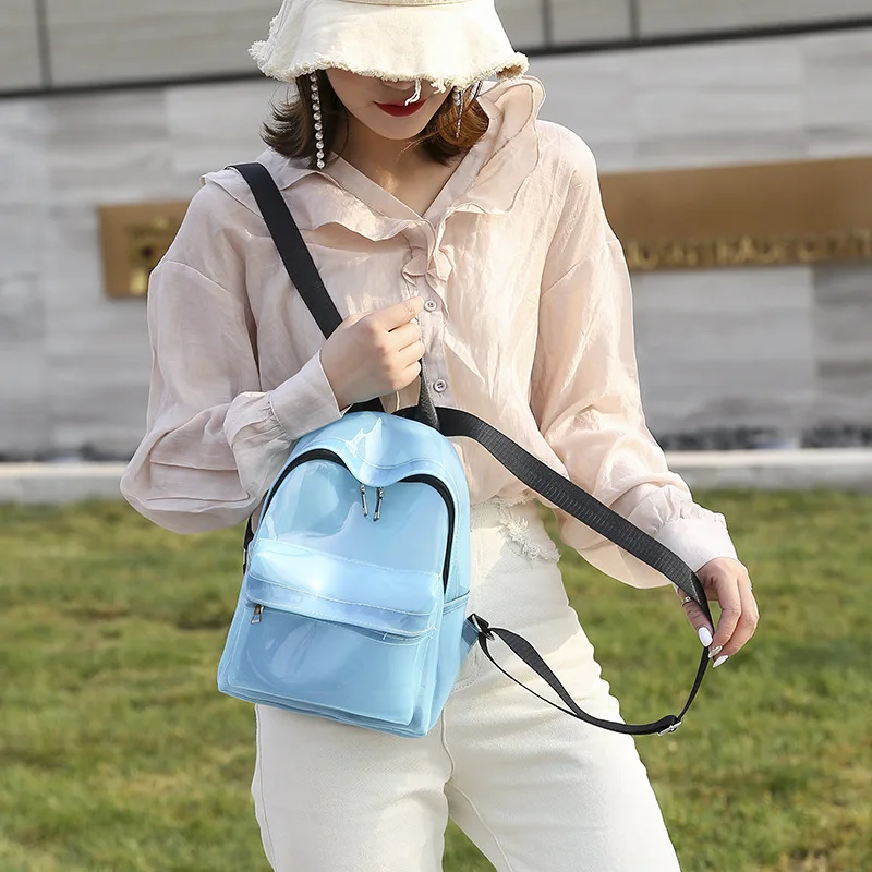 

Mini Backpack PVC Waterproof Transparent School Bag Backpacks for Women Large-capacity All-match Woman Pure Color Bag
