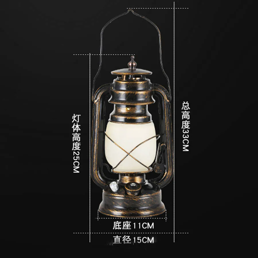 

Thrisdar Iron Vintage Kerosene Lantern Table Night Light Creative Bar Cafe Restuarant Pub Gazebo Bedroom Flame Effect Oil Lamp
