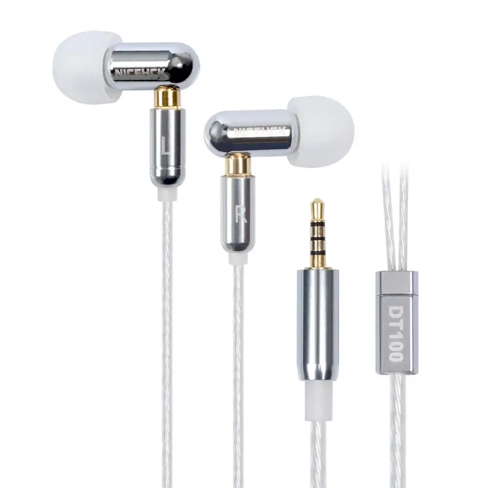 2.5mm plug no mic NICEHCK DT100 одиночный BA привод в ухо наушник одиночный Сбалансированный Арматура съемный Отсоединяемый MMCX кабель металлические наушники HiFi - Цвет: 2.5mm plug no mic