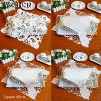 hot hollow satin embroidery placemat cup mug tea coffee coaster kitchen dining table place mat lace doily wedding christmas pad