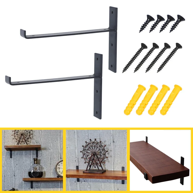 

2Pcs Wall Mounted Iron Shelves Heavy Duty Industrial Deco Angle Bracket Corner Brace Support Desk Shelf Furniture Holder