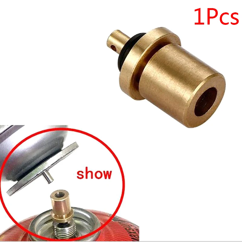 Brass Gas Refill Adapter For Camping Hiking Picnic Stove Inflate Butane Canister