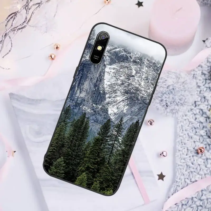 

White Mountain Pine Tree Forest Mountain Peak Mist Phone Case For Xiaomi Mi Redmi Note 8T 9T 9S 9A 10 7 8 9 Lite pro