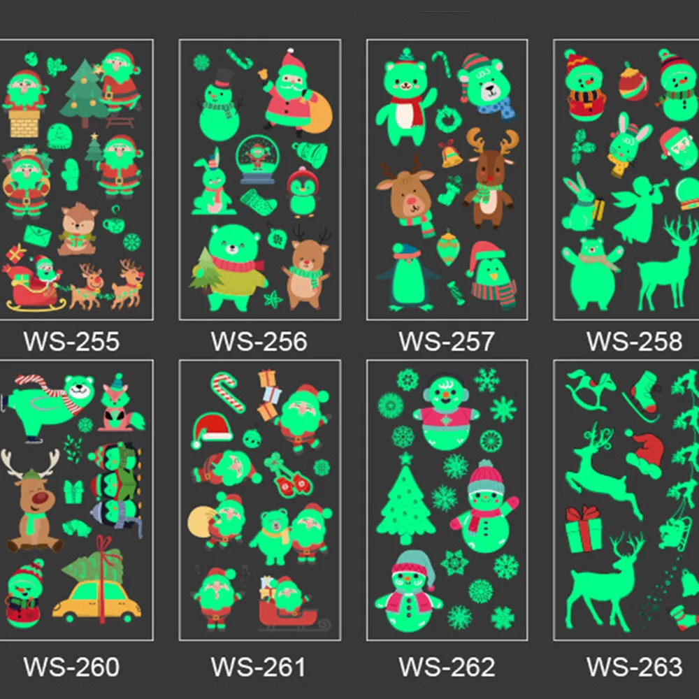 5 листов светящихся детских Временных Тату-наклеек поддельные рождественские
