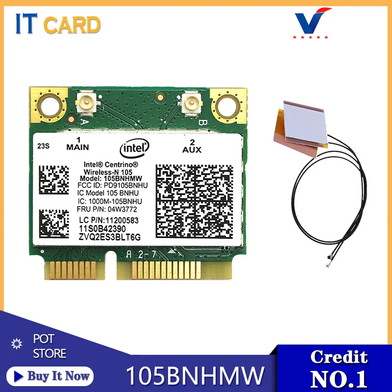 Карта Wi-Fi Intel Wireless-N 105 105BNHMW 2 4 ГГц 802.11b/G/N 150 Мбит/с Половина Mini PCI-E для ноутбука Lenovo FRU:
