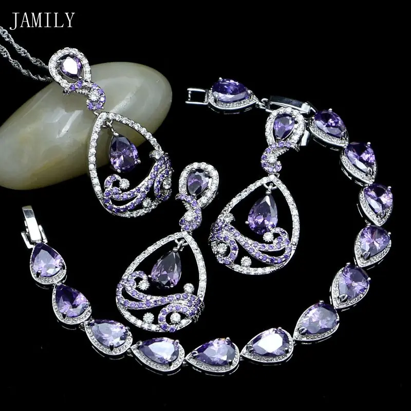 Модные серьги/кулон/браслет/ожерелье из серебра 925 пробы комплект ювелирных