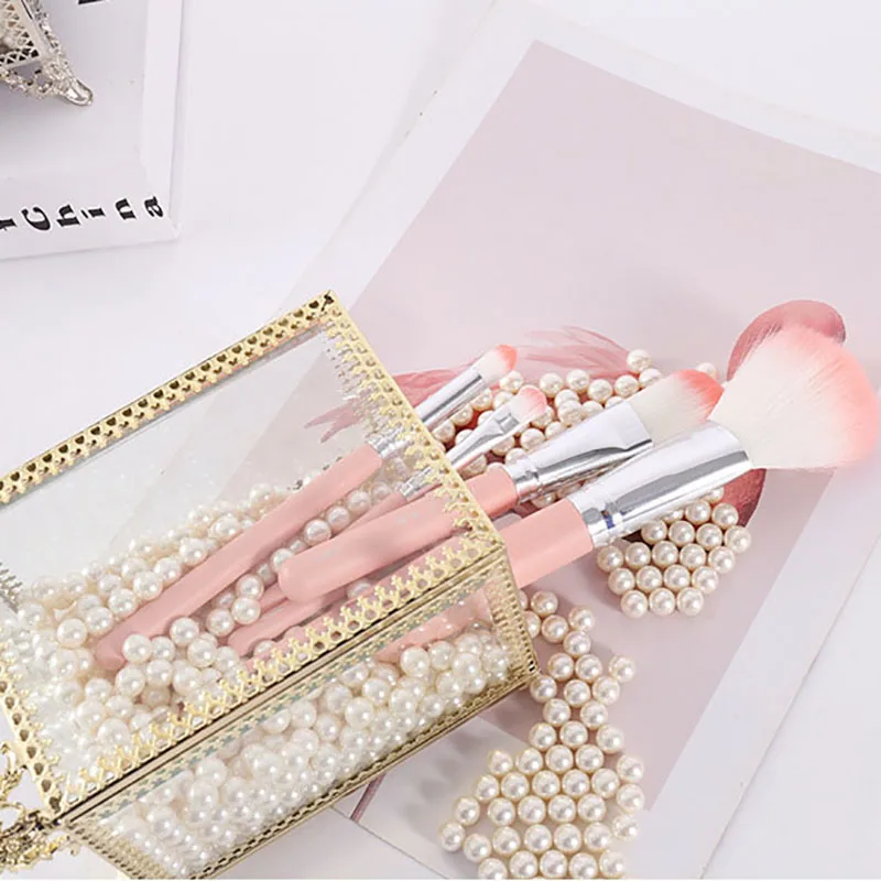 

Nordic Style Cosmetic Pencil Holder Cosmetic Brush Bucket Gold Desktop Storage Tube Box Makeup Brush Organizer Case Brass Frame