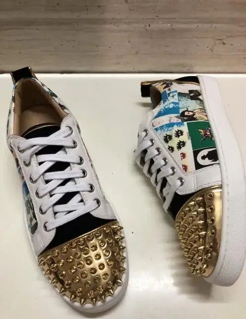 Новая кожаная повседневная мужская обувь с изображением пэчворк шипами на