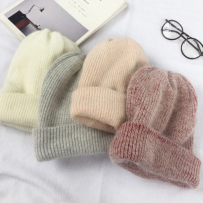

Autumn winter rabbit hair Winter skullies Hat fashion warm beanies hats casual women solid adult rabbit caps cover head