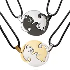 Ожерелье для пары ювелирные изделия Чокер Милая мультяшная кошка животное ожерелье из нержавеющей стали для женщин мужчин девушек мальчиков подарок на день Святого Валентина