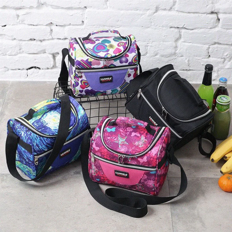 

Portable cooler bag lunch food shoulder pouch Outdoor Camping Hiking Picnic Bento snacks fruit drinks handbag Supplies Accessory