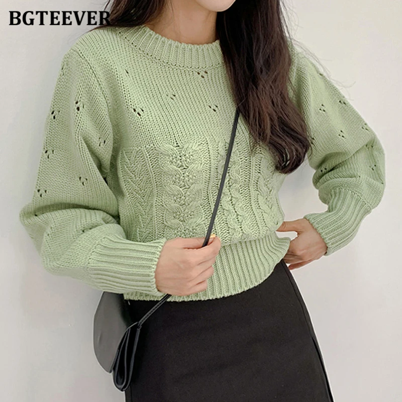 

BGTEEVER Casual Loose Twisted Women Sweaters Autumn Winter Ladies Knitwear O-neck Long Sleeve Female Knitted Pullovers