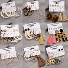 Комплект серег в стиле бохо женские, серьги-подвески, модные длинные серьги-кисточки, трендовые серьги 2020