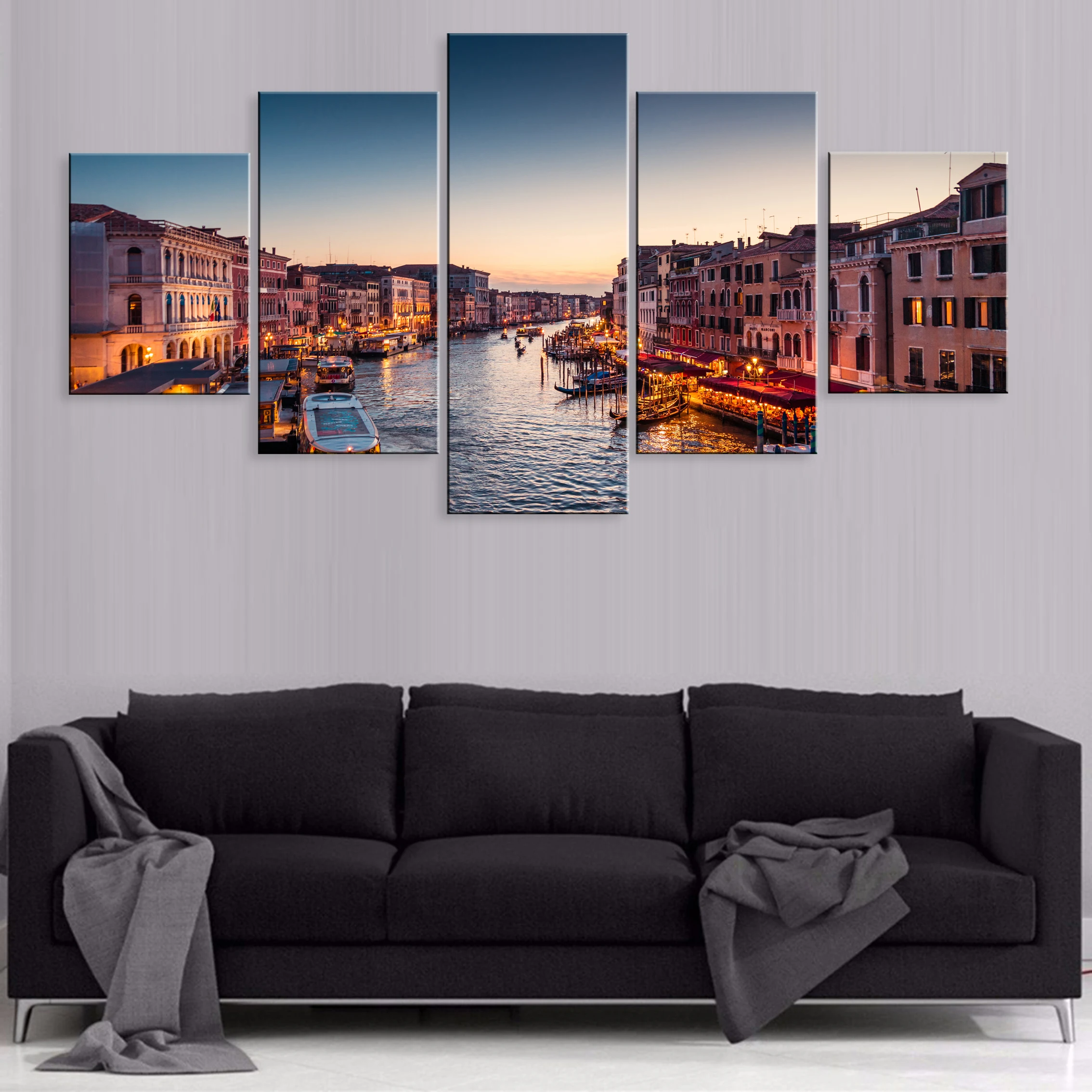 

Hd Beautiful Scenery Landscape Venice Water City 5 Pieces Artwork Modular Poster Canvas Living Room Home Decor Framework