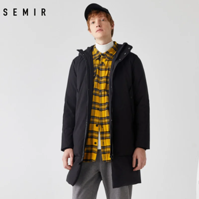 Semir длинный уплотненный мужской пуховик 80% утиный пух для молодых зимний ветровка