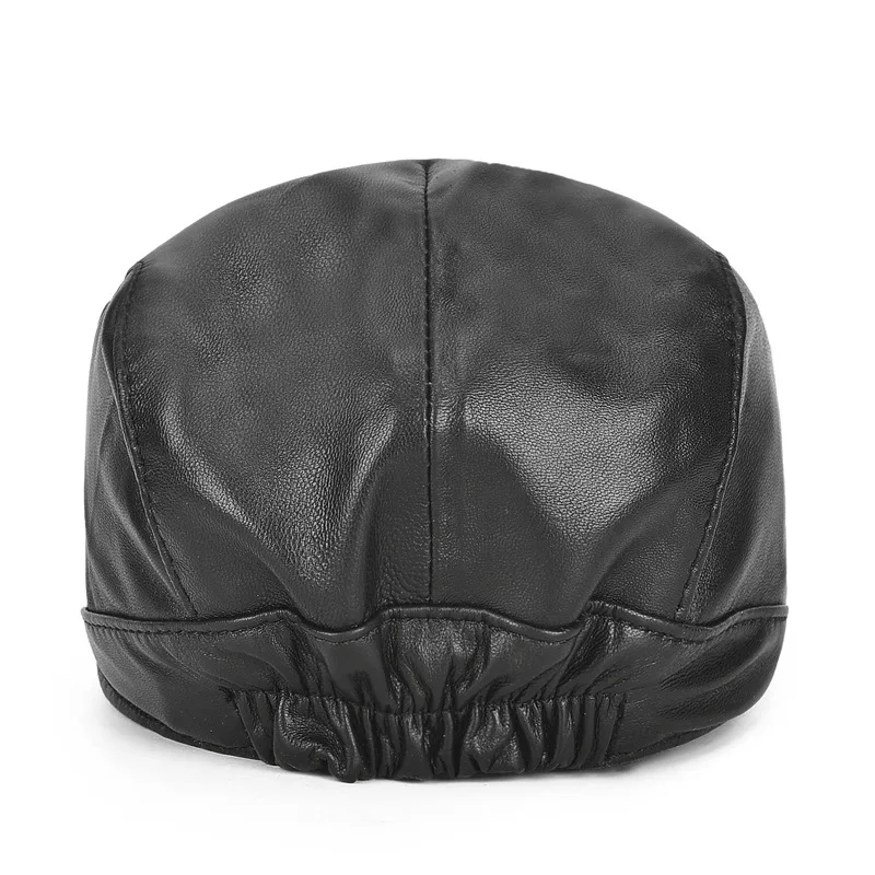 

Peaked cap brand 100% real sheepskin hat men's hat outdoor casual hat spring and autumn winter windproof black warm cap