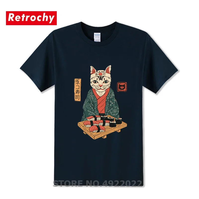 Футболка Neko с суши-баром кошкой японской культурой бренд 2019 уличная одежда Ukiyo E