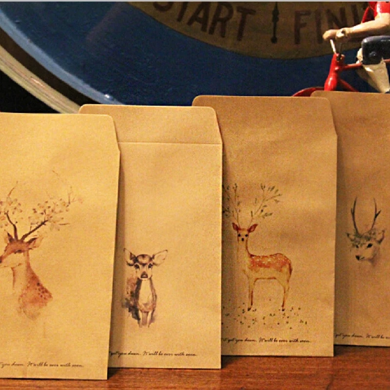 2020 Новый 8 видов конструкций крафт бумага олень конверт винтажная Европейская