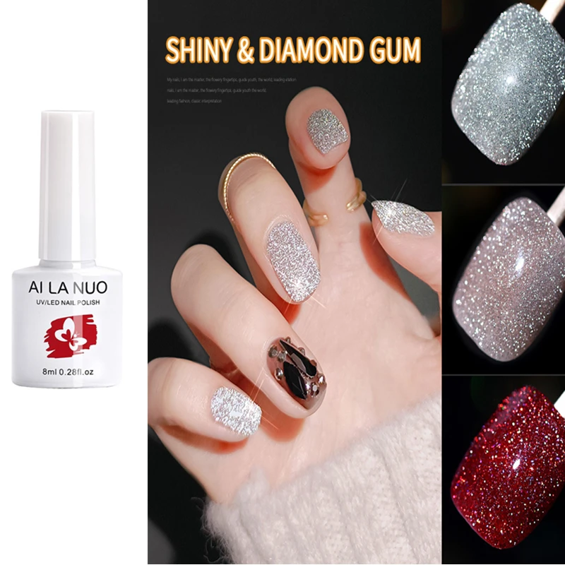 

8 мл Светоотражающие Блестящий Гель-лак для ногтей с алмазными блестками! Полупостоянная био-Гели Soak Off УФ гель-Лаки цветной гель лак для ног...