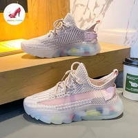 cozok luxury sports shoes for women color bottom weave breathable mesh running chunky sneakers 2022 spring vulcanize shoes girls
