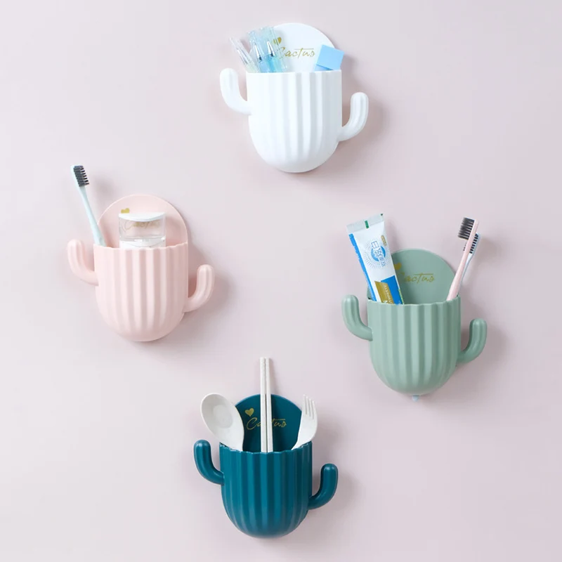 

Home Wall Self-adhesive Storage Rack Holder For Kitchen Bathroom Toothbrush Storage Wall-mounted Holder Bottom Hole Design Rack