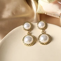 maison damour vintge baroque simulated pearl stud earrings for women fashion jewelry metal punk earrings pendientes