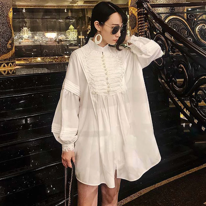 TWOTWINSTYLE кружевное винтажное платье с вышивкой, женское платье-фонарик с длинным рукавом и стоячим воротником, Платья для вечеринок, Женская мода осень, новинка