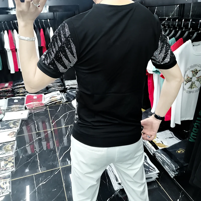 hot drill personalized clothing spring brand sequin t shirt summer social club outfits breathable tshirt for men tee shirt homme free global shipping