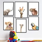 Слон жираф лев Страус попугай Бегемот детская настенная живопись холст постеры и принты Декор фотографии детская комната