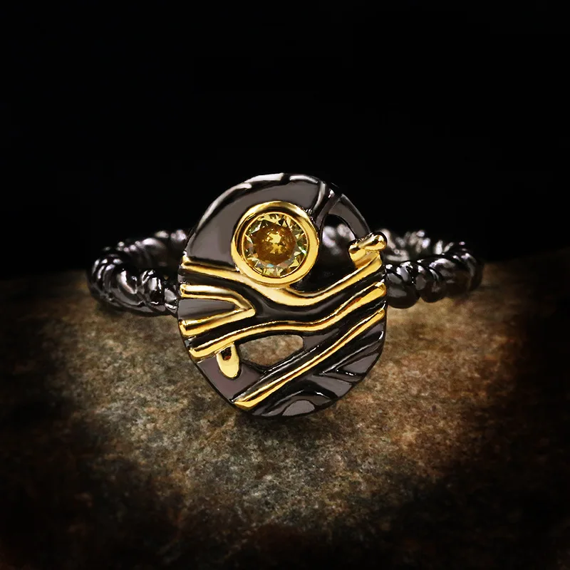 Винтажное черное Золотое вольфрамовое обручальное кольцо итальянские ювелирные